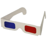 Logo de mi web, unos anteojos 3D de cartón blanco con film azul y rojo