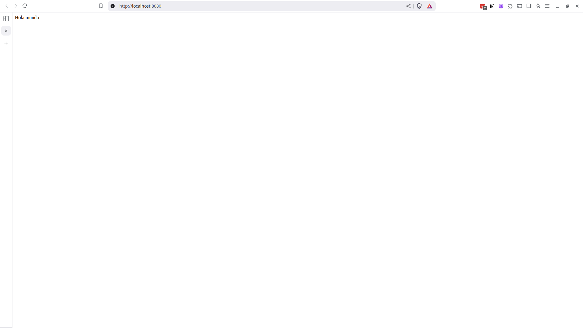 Captura de pantalla de la aplicación mostrando el mensaje "Hola mundo"